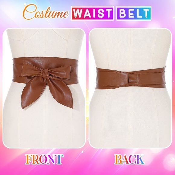 Obi Waist Belt Black Wide Leather Corset Belt Fashion Wrap Waistband🐨 - Picture 5 of 8